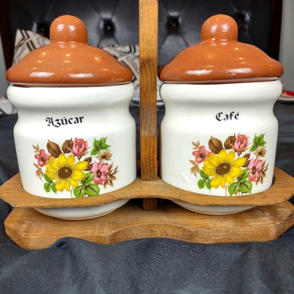 Floral Ceramic Sugar and Coffee Jars